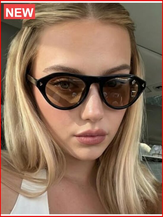 Oval Retro Sunglasses for Women Men Trendy Small Cateye UV Protection Shades main image 4